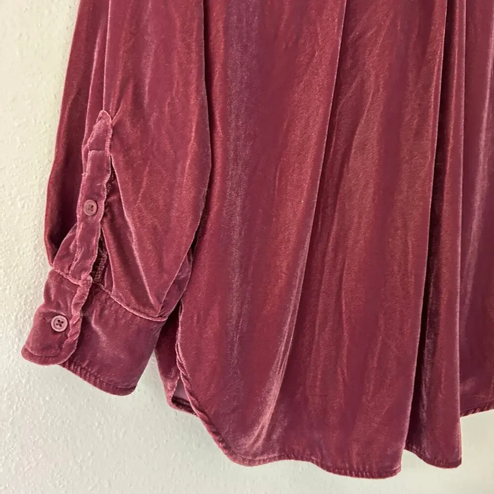 Universal Thread pink Velvet Oversized Button Up Shirt M - Picture 8 of 10